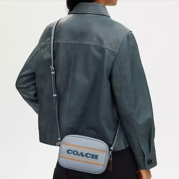 New! Mini Jamie Camera Bag with Coach Stripe in Grey Mist Multi - Picture 4 of 5